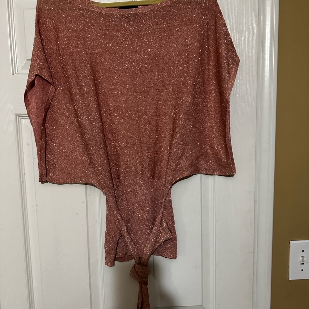 Bebe Peach Sparkling Sweater with Dolman Sleeves